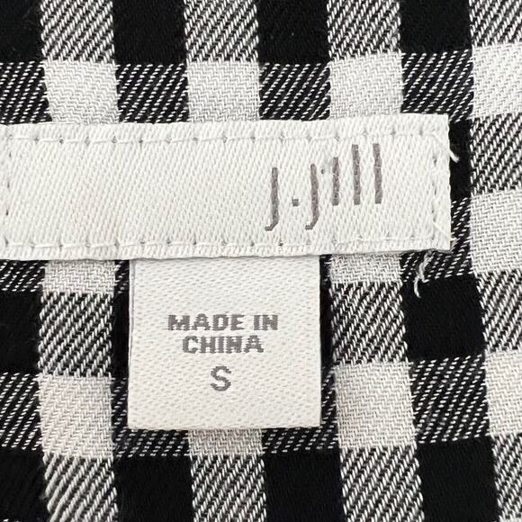 J Jill Womens Blouse Size Small Black White Gingham Button Up Long Sleeve flaw - Picture 3 of 6